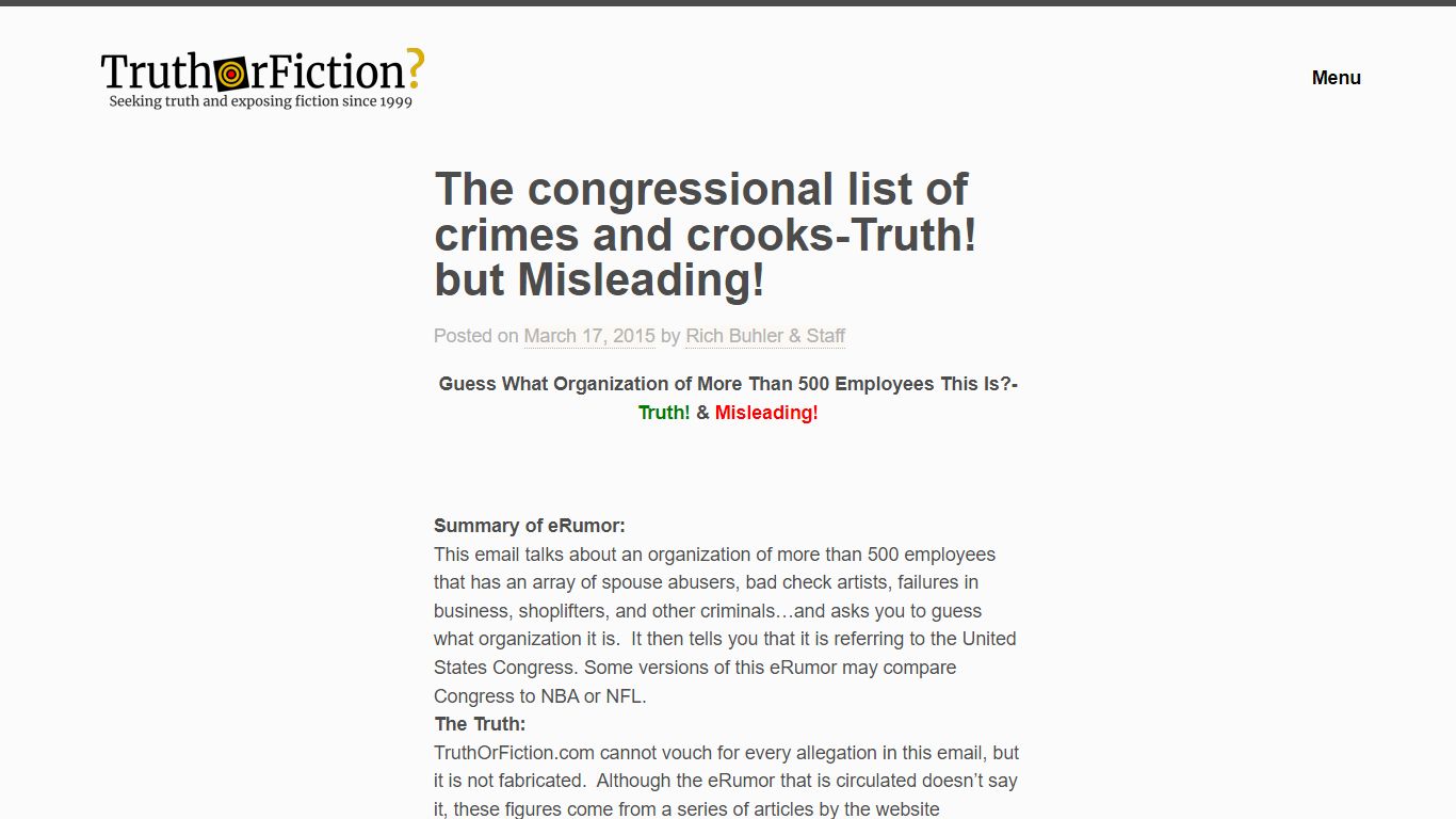 The congressional list of crimes and crooks-Truth! but Misleading ...